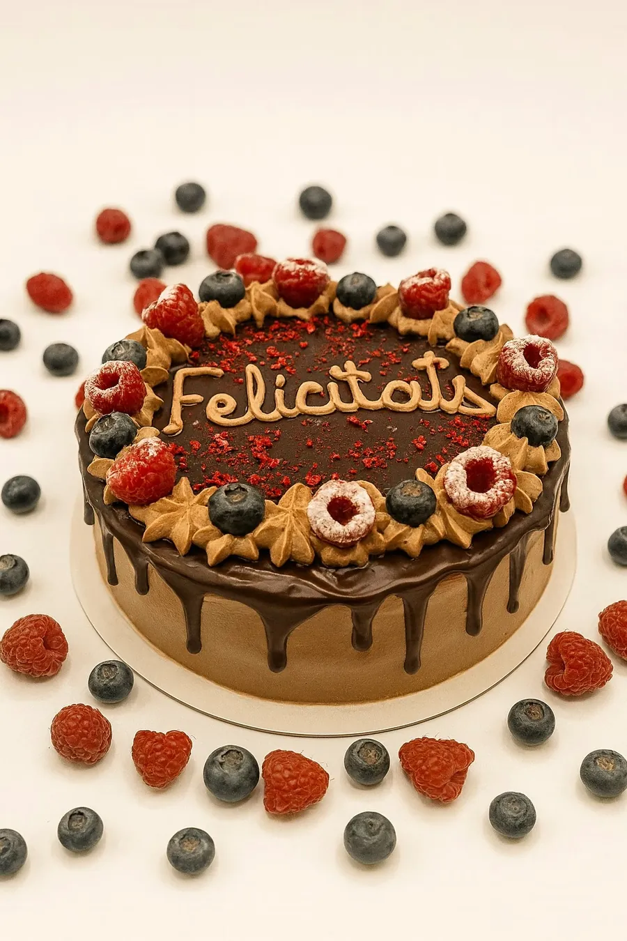Tarta de cumpleaños con la palabra Felicitats